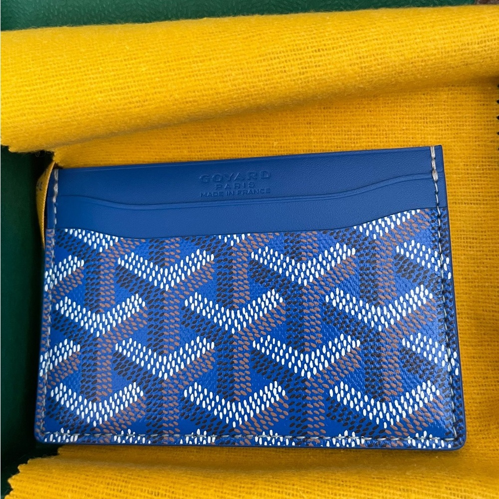 Goyard Blue and Brown Patterned Card Holder